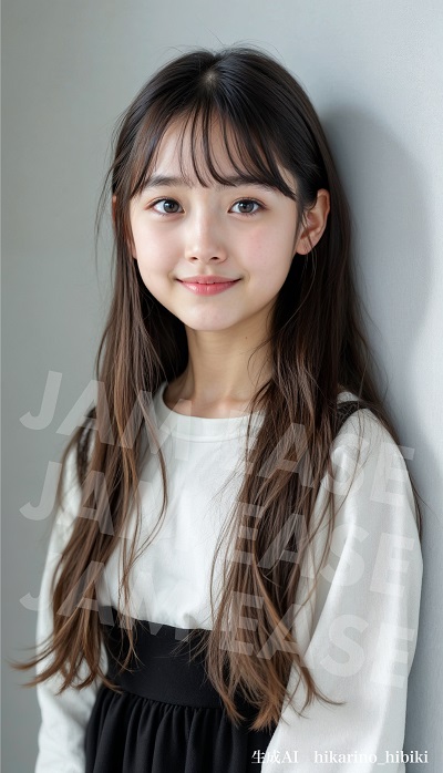 ロングヘアーの女子のカタログ写真